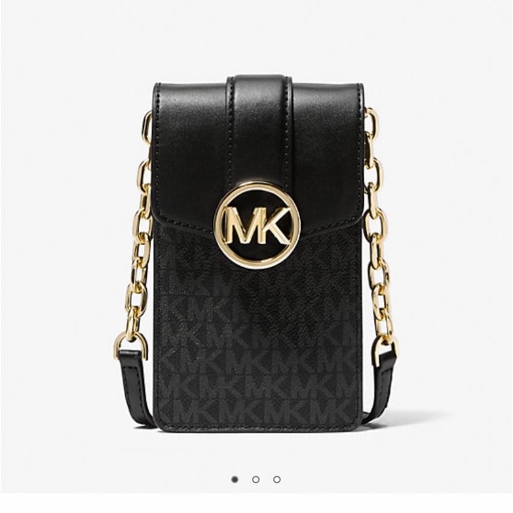 Michael Kors Black Carmen SM Phone Crossbody